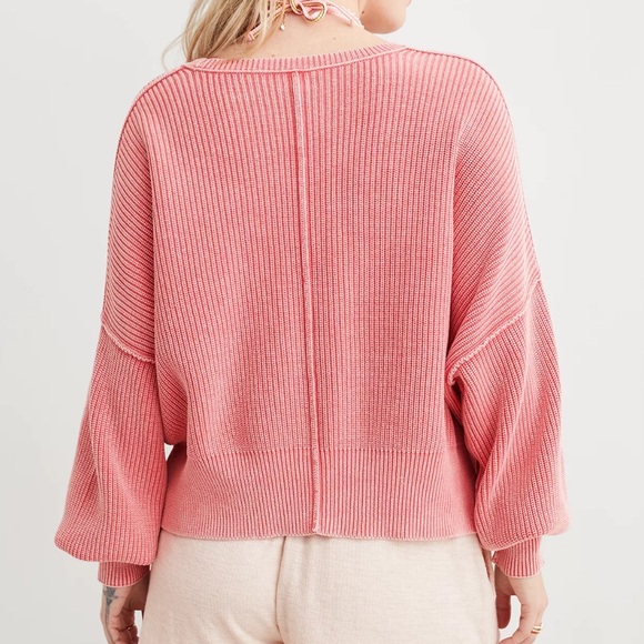 EUC🧡Aerie Beyond Cropped Sweater S Haute Coral - Picture 2 of 9